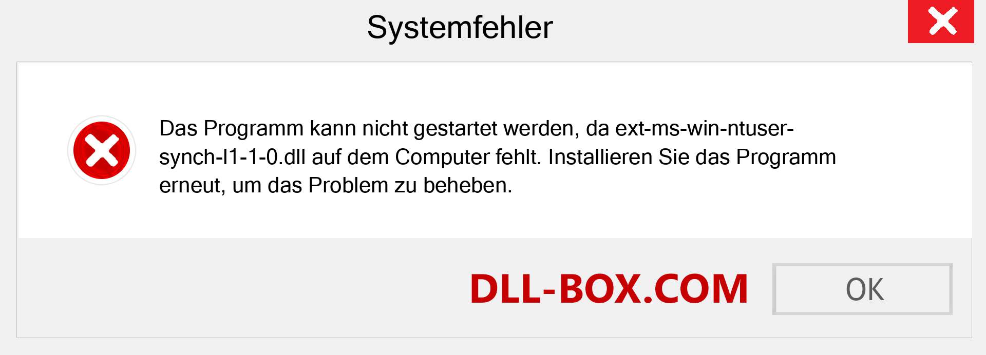 ext-ms-win-ntuser-synch-l1-1-0.dll-Datei fehlt?. Download für Windows 7, 8, 10 - Fix ext-ms-win-ntuser-synch-l1-1-0 dll Missing Error unter Windows, Fotos, Bildern