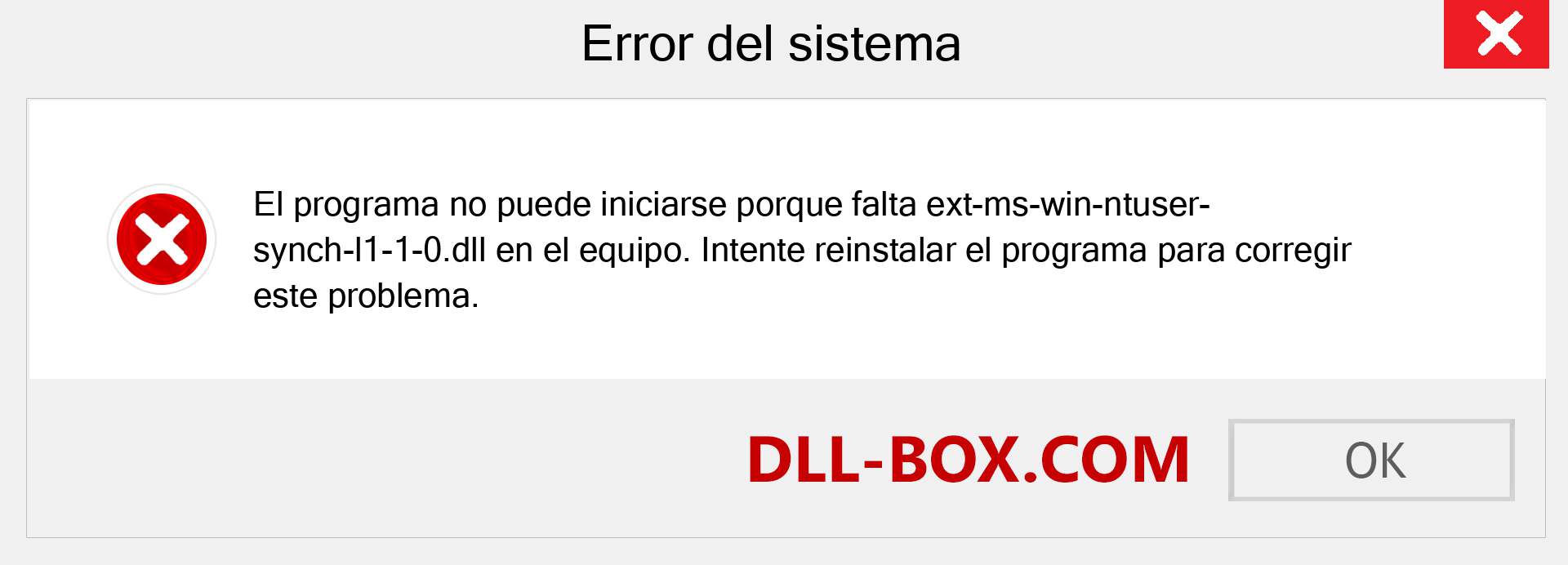 ¿Falta el archivo ext-ms-win-ntuser-synch-l1-1-0.dll ?. Descargar para Windows 7, 8, 10 - Corregir ext-ms-win-ntuser-synch-l1-1-0 dll Missing Error en Windows, fotos, imágenes